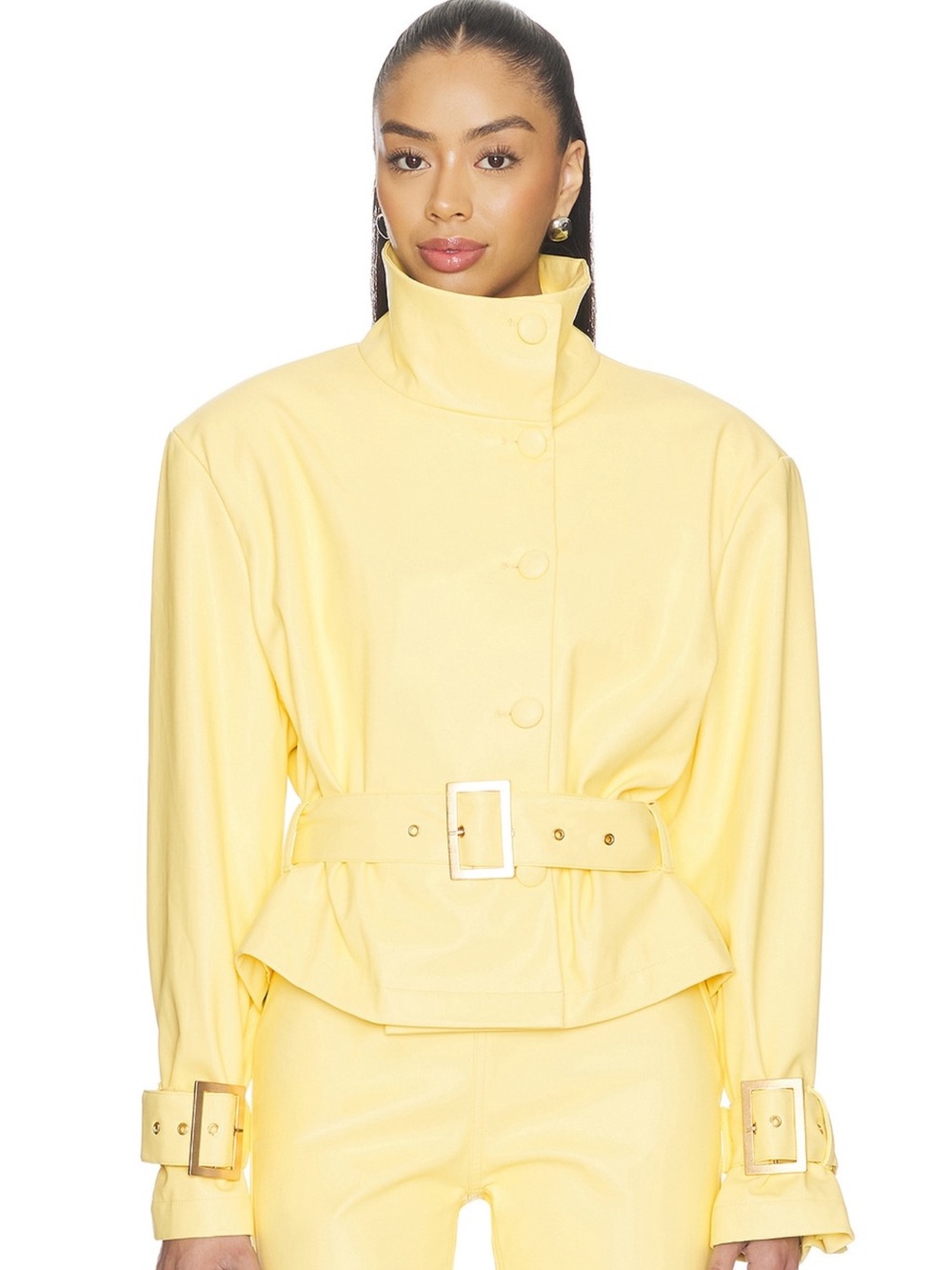 NWT AFRM Yellow Belted High-Neck Women's Jacket